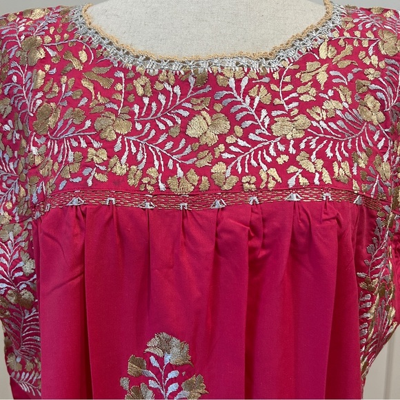 XL San Antonino Maxi Dress,Oax,Mexican dress Hand Embroidered with Silk threads. - Picture 3 of 8